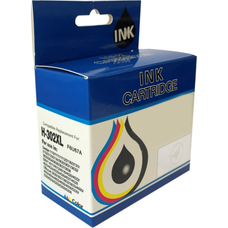 Ink Cartridge HP No. 302XL (F6U67AE) Reman. CMY 18ml COMPATIBLE