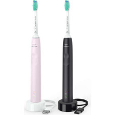 Sonicare PHILIPS 3100 Sonic elektriskā zobu birste 2 gab, rozā + melna - HX3675/15