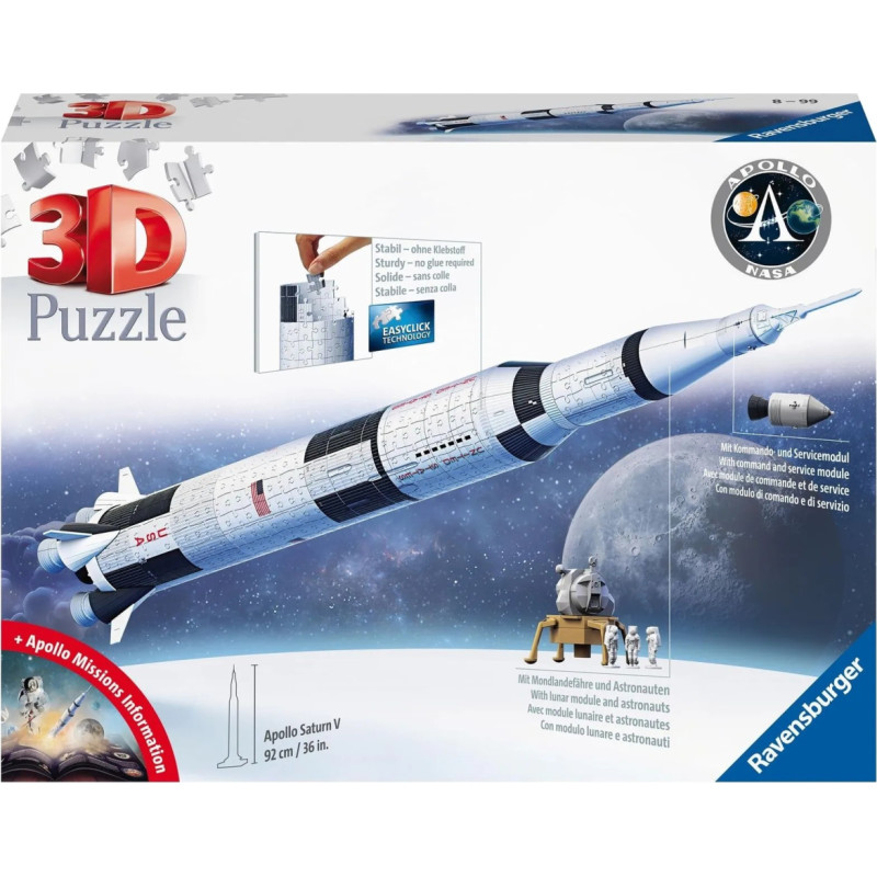 Ravensburger 3D Puzzle Apollo Saturn V Rocket 440 Pc 3D Puzzle 11545