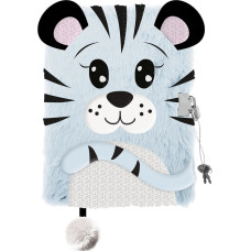 Bambino My Little Friend Snow Tiger Hairy Diary with padlock 7757