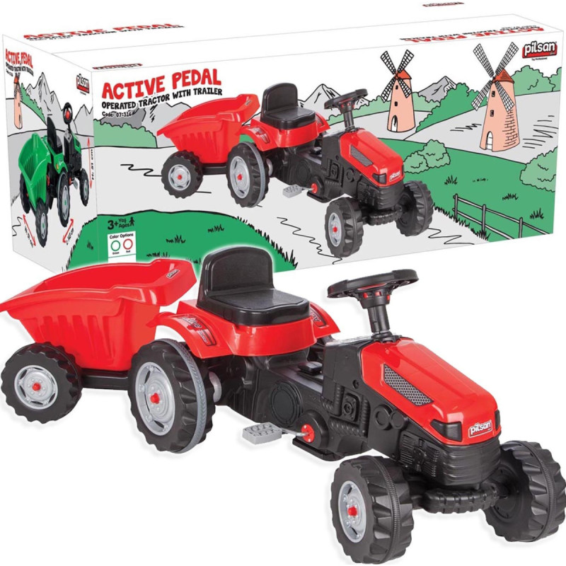 Pilsan Traktor na Pedały z Przyczepką Czerwony 07316